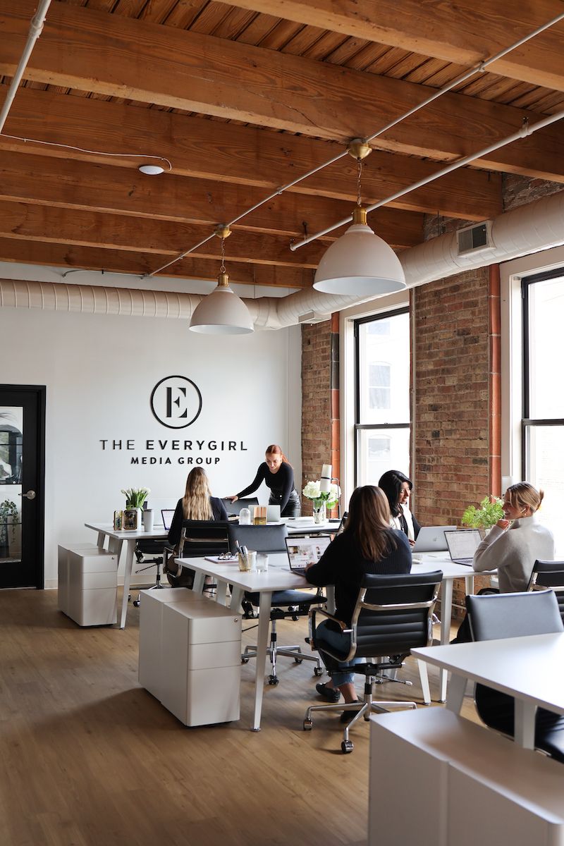 Co-working space with desks and computers